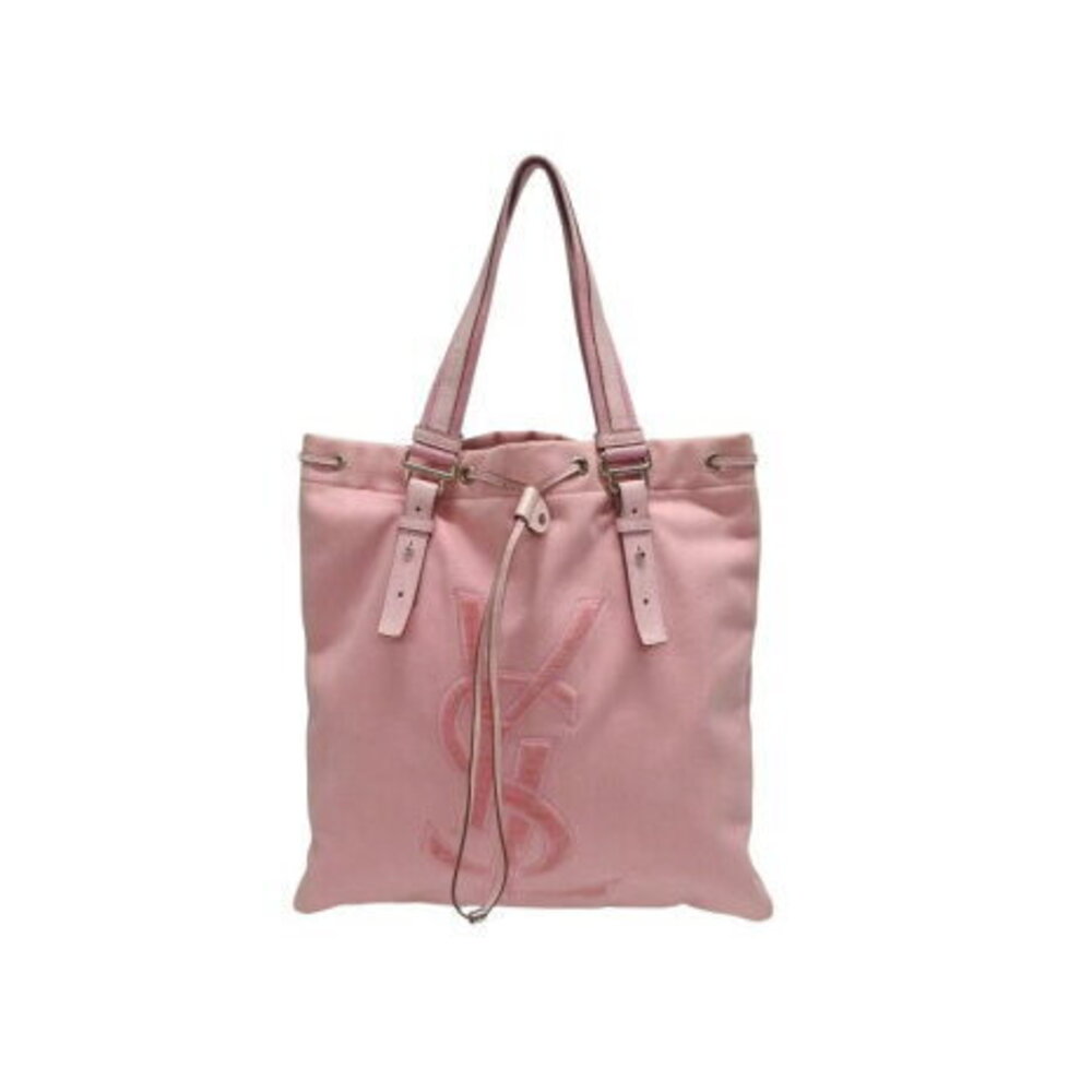 SAINT LAURENT Yves Kahala Tote Bag Canvas Leather Pink